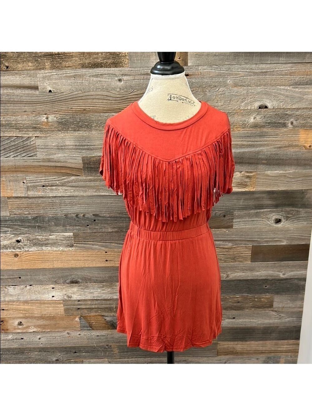 POL Orange Fringe Mini Dress / Tunic Size Small
